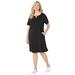 Plus Size Women's Suprema® Pleat-Neck Dress by Catherines in Black (Size 2X)