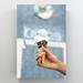 Red Barrel Studio® Person Holding Ice Cream Cone w/ Ice Cream 1 - 1 Piece Rectangle Graphic Art Print On Wrapped Canvas in Blue | Wayfair