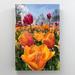 Red Barrel Studio® Orange & Pink Tulips - 1 Piece Rectangle Graphic Art Print On Wrapped Canvas in Green/Orange/Pink | 14 H x 11 W x 2 D in | Wayfair