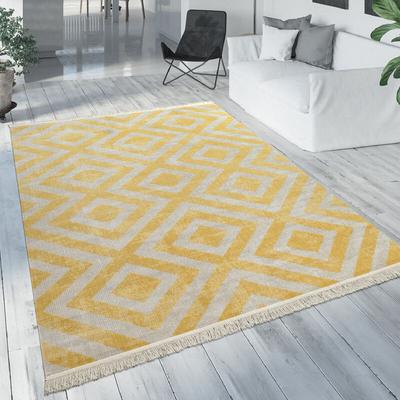 Paco Home Moderner Outdoor Teppich Rauten-Muster Vintage-Look Flachgewebe Wetterfest 80x150 cm Image