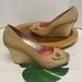 Lilly Pulitzer Shoes | Lilly Pulitzer Tan & Gold Peep Toe Patent Leather Wedges | Color: Gold/Tan | Size: 8.5