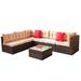 7 Pieces Patio Furniture Set PE Rattan Sectional Garden Corner Sofa Set