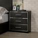 Solid Wood Nightstand Warm Gray Sleek Modern Lines Chrome Trim Insert