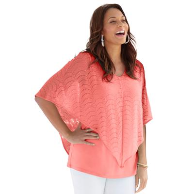 Plus Size Women's Crochet Poncho Duet Top by Cathe...