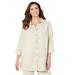 Plus Size Women's Classic Linen Buttonfront Shirt by Catherines in Natural (Size 1X)