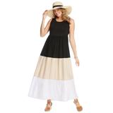 Plus Size Women's Color Block Tiered Dress by Woman Within in Black Colorblock (Size 2X)
