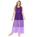 Plus Size Women's Color Block Tiered Dress by Woman Within in Purple Orchid Colorblock (Size 4X)