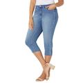 Plus Size Women's Sparkle Trim Jean Capri by Catherines in Casino Wash (Size 26 W)