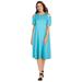 Plus Size Women's Cold Shoulder Tee Dress by Woman Within in Pretty Turquoise (Size 2X)