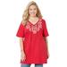 Plus Size Women's Easy Fit Peasant Tee by Catherines in Red Medallion Placement (Size 1X)