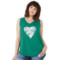 Plus Size Women's Love Ellos Tank by ellos in Ultramarine Green Heart (Size 18/20)