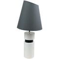 Grande lampe a poser ceramique blanc et noir et abat jour gris