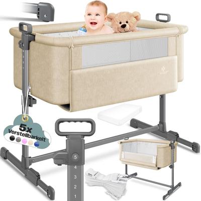 KESSER® Zustellbett Hubi 3in1 Baby Beistellbett Reisebett Babybett mit weich Matratze mit Rollen Image
