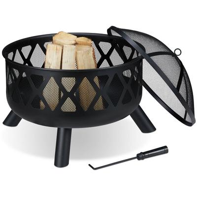 Feuerschale mit Funkenschutz, ø 62 cm, mit Schürhaken, Garten, Terrasse, Outdoor Feuerstelle, Image