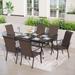 7-Piece Outdoor Dining Set, Rattan Dining Chairs & Rectangle Steel Table