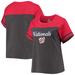 Women's Heathered Charcoal/Red Washington Nationals Plus Size Colorblock T-Shirt