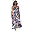 Plus Size Women's Stretch Cotton Tank Maxi Dress by Jessica London in Multi Graphic Leaves (Size 18/20)