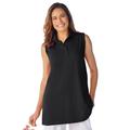 Plus Size Women's Sleeveless Polo Tunic by Woman Within in Black (Size 6X)