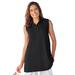 Plus Size Women's Sleeveless Polo Tunic by Woman Within in Black (Size 2X)