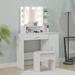 Everly Quinn Vanity Set w/ Lighted Mirror Cushioned Stool Dressing Table Makeup Table2 in White | Wayfair 77CA83F158E048208DF0DB5B12BB0C87
