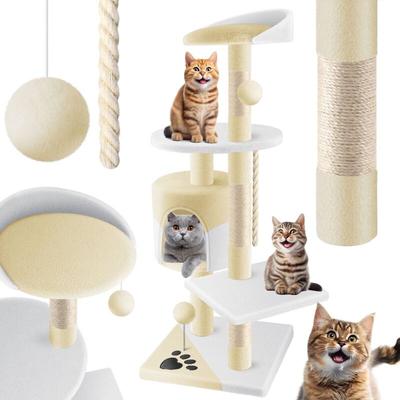 LOVPET® Kratzbaum Katzenbaum Kletterbaum mit Sisalstämmen Stabil mit Höhle Spielbälle Spielsisal & Image