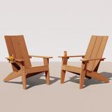 WINSOON All Weather HIPS Outdoor Adirondack Chairs with Cup Holder Set of 2