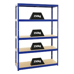 PROREGAL Schwerlastregal Big Elephant S | HxBxT 180x120x45 cm | Fachlast 250kg | Blau | Stecksystem Lagerregal Regalsystem Image