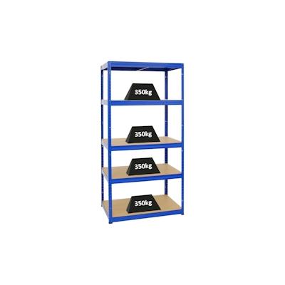 PROREGAL Schwerlastregal Slim Elephant M | HxBxT 180x90x60 cm | 5 Ebenen | Fachlast 350 kg | Blau | Stecksystem Lagerregal Regalsystem Image