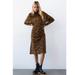 Zara Dresses | Jacquard Knit Dress | Color: Black/Brown | Size: S