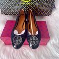 Tory Burch Shoes | Like New Tory Burch Chelsea Cap-Toe Ballet Shoes Size 7 | Color: Blue | Size: 7