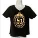 Disney Tops | Disney Haunted Mansion 50th Anniversary Shirt Crop Top S Black Gold | Color: Black/Gold | Size: S