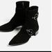 Zara Shoes | Black Suede Ankle Boots With Buckles | Color: Black | Size: 9.5