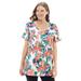 Plus Size Women's Perfect Printed Short-Sleeve Scoopneck Tee by Woman Within in White Multi Pretty Tropicana (Size 3X) Shirt