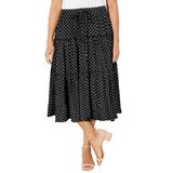 Plus Size Women's Tiered Midi Skirt by Catherines in Black Polka Dots (Size 1X)