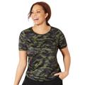 Plus Size Women's Chlorine Resistant Swim Tee by Swimsuits For All in Green Camo (Size 12)