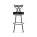 Gracie Oaks Amalija Swivel Counter & Bar Stool Upholstered/Leather/Metal/Faux leather in Gray/Black/Brown | 38 H x 17.63 W x 20.5 D in | Wayfair