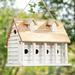 Red Barrel Studio® Baughman 12.5 in x 14.5 in x 9 in Birdhouse Wood/Metal in White | 12.25 H x 14.25 W x 8.75 D in | Wayfair