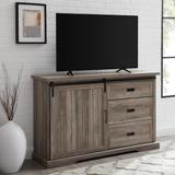 "56"" Sliding Grooved Door 3 Drawer Sideboard - Grey Wash - Walker Edison BU56SGD3DRGW"