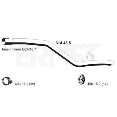 ERNST Abgasrohr hinten (314435) für Ford Focus II Abgasanlagenrohr. Hosenrohr.