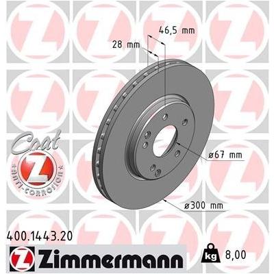 ZIMMERMANN Bremsscheibe COAT Z vorne rechts links innenbelüftet 300mm für MERCEDES-BENZ CHRYSLER A2034210512 2104212212 