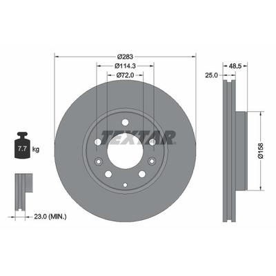 TEXTAR Bremsscheibe PRO vorne rechts links innenbelüftet 283mm für MAZDA GK2Y3325XF GK2Y3325XE G26Y3325XA 92125503