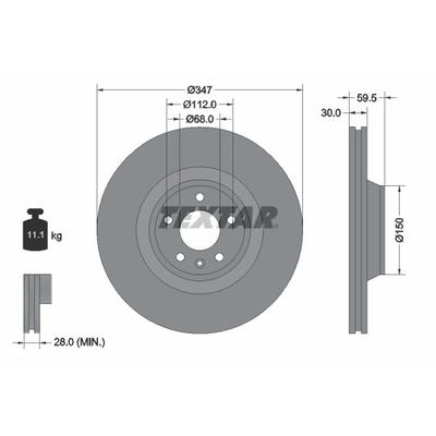 TEXTAR Bremsscheibe PRO+ vorne rechts links außenbelüftet 347mm für SKODA VW SEAT AUDI 4F0615301F 4F0615301G 92132405