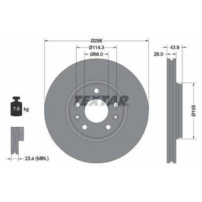 TEXTAR Bremsscheibe PRO vorne rechts links außenbelüftet 296mm für RENAULT SAMSUNG 402066949R 402060002R 402067023R 9219