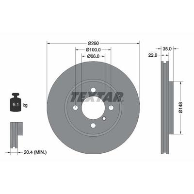 TEXTAR Bremsscheibe PRO vorne rechts links innenbelüftet 260mm für BMW 1154750 34111154749 34111160915 92026503