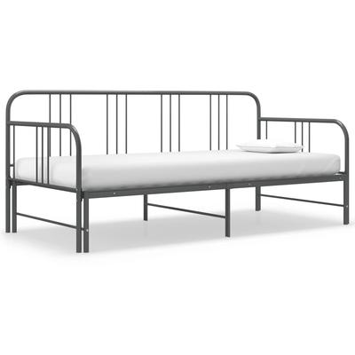 vidaXL Pull-out Sofa Bed Frame without Mattress Grey Metal 90x200 cm