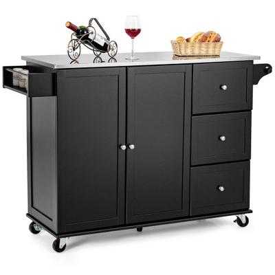 Costway Kitchen Island 2-Door Storage Cabinet with...