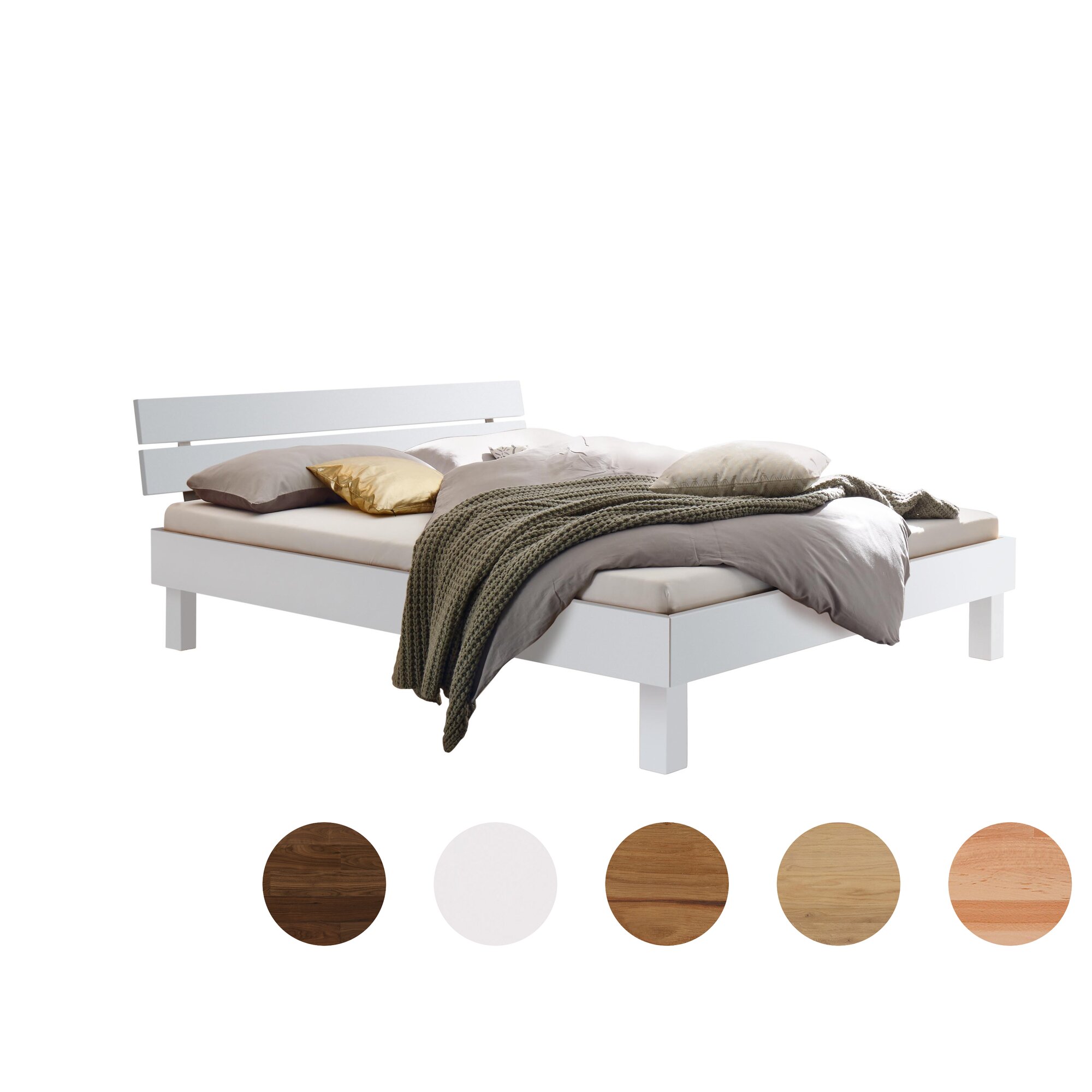 Hasena Pronto »Prato« Massivholzbett 90x200 cm / Buche weiss deckend, lackiert / 20 cm