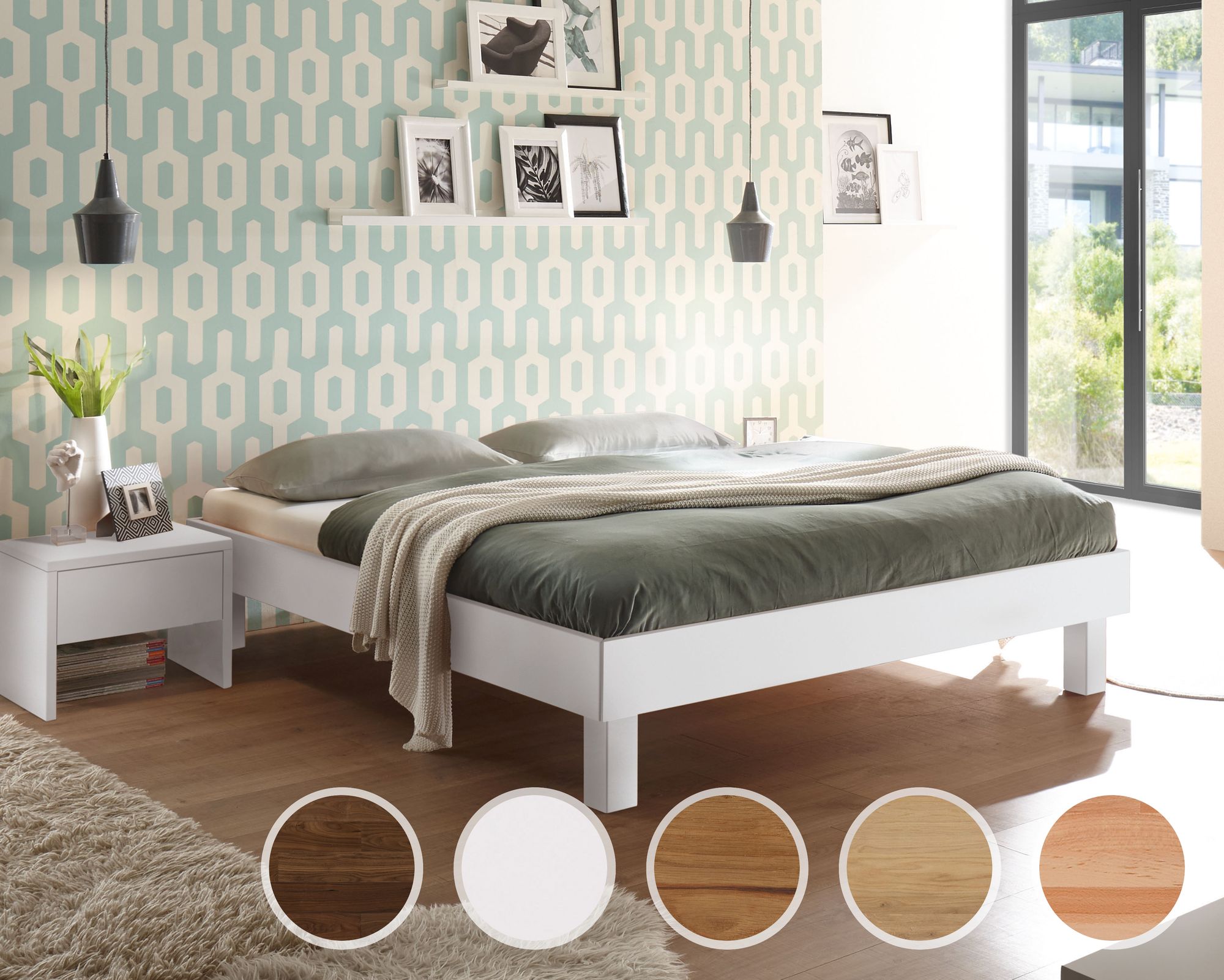 Hasena Pronto »Rapallo« Massivholzbett 90x200 cm / Buche weiss deckend, lackiert / 20 cm