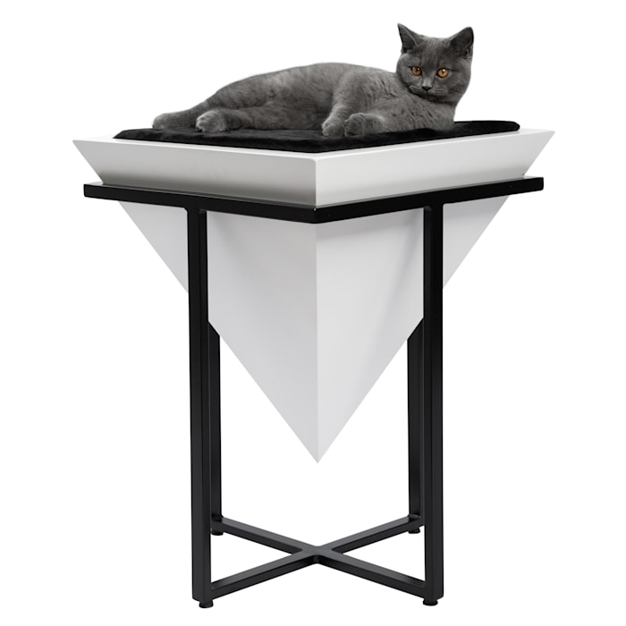 Mau Lifestyle White Pharaoh Elevated Cat Bed Pyramid, 19" L X 19" W X 24.5" H