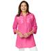 Plus Size Women's Embroidered Gauze Tunic by Woman Within in Raspberry Sorbet Floral Embroidery (Size 4X)